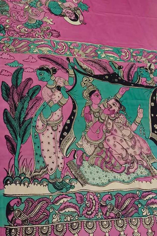 Vibrant Kalamkari Silk Saree with Multicolor Design - Luxurion World