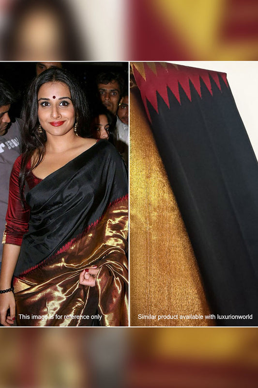 Exquisite Black Kanjeevaram Handloom Silk Saree - Pure Elegance - Luxurion World