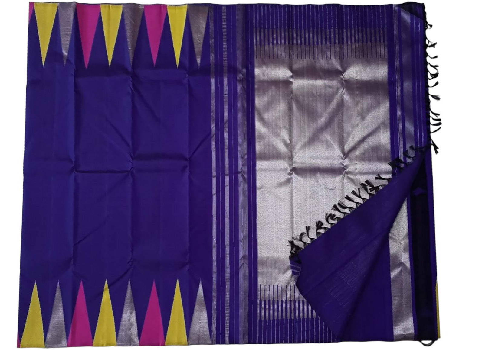 Blue Kanjeevaram Handloom Pure Silk Saree - Luxurion World