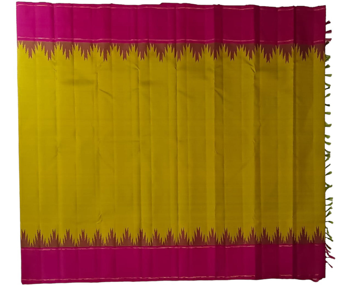 Green And Pink Kanjeevaram Handloom Pure Silk Saree - Luxurion World