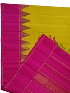 Green And Pink Kanjeevaram Handloom Pure Silk Saree - Luxurion World