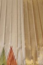 Pastel Kanjeevaram Handloom Pure Silk Saree With Temple Design Border - Luxurion World