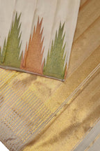 Pastel Kanjeevaram Handloom Pure Silk Saree With Temple Design Border - Luxurion World