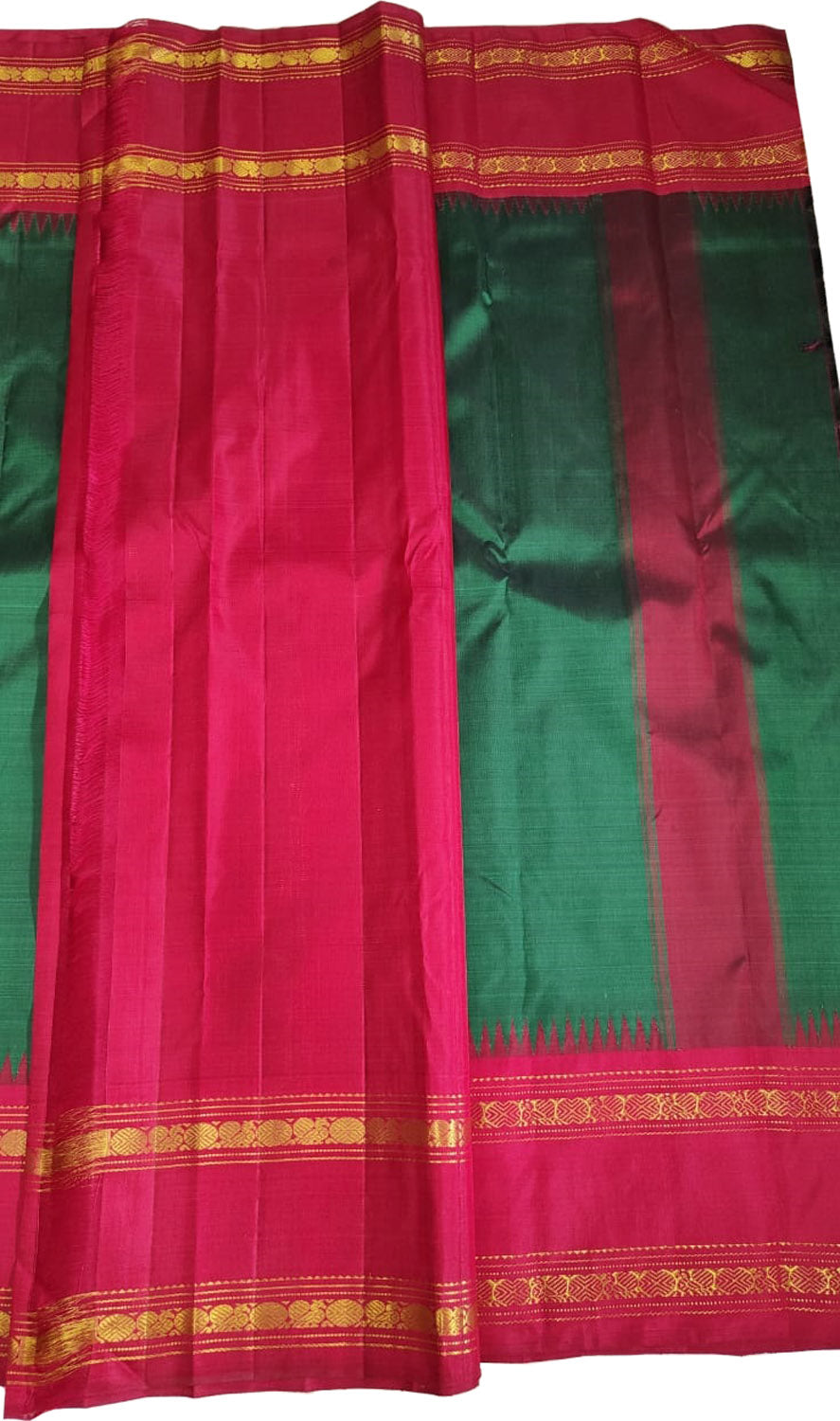 Green Kanjeevaram Handloom Pure Silk Saree - Luxurion World