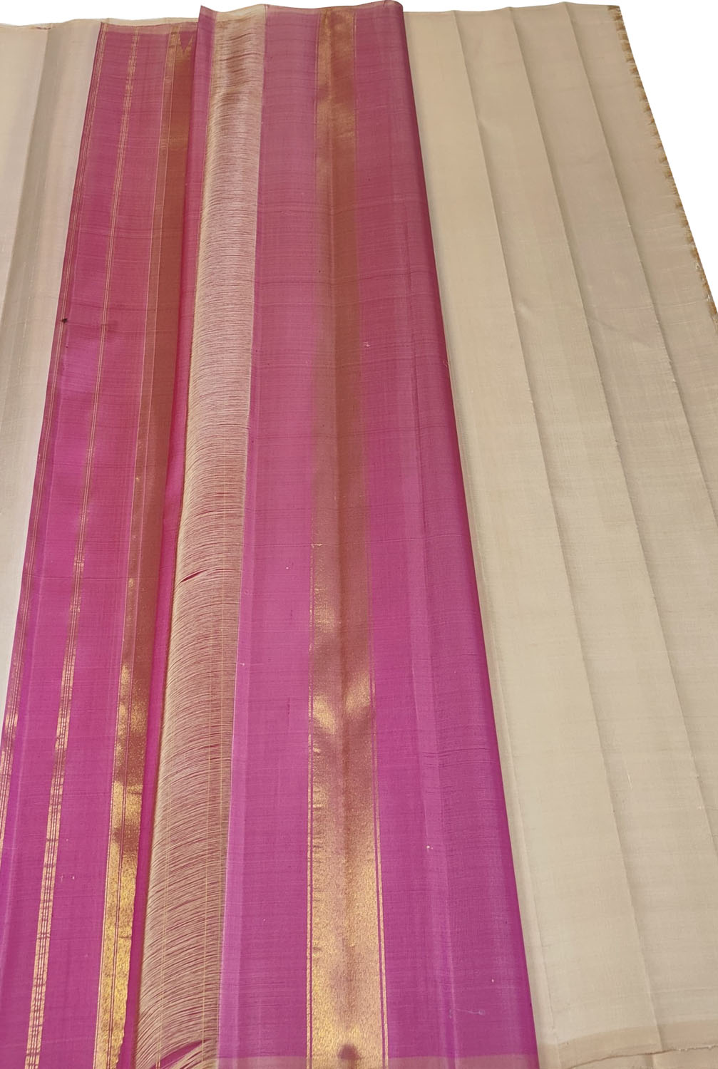 Pastel Handloom Pure Kanjeevaram Silk Saree with Big Temple Border - Luxurion World