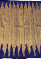 Golden & Blue Handloom Kanjeevaram Silk Saree - Luxurion World