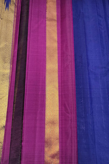 Golden & Blue Handloom Kanjeevaram Silk Saree - Luxurion World