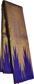 Golden & Blue Handloom Kanjeevaram Silk Saree - Luxurion World