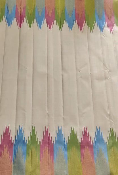 Elegant Off White Kanjeevaram Pure Silk Saree - Luxurion World