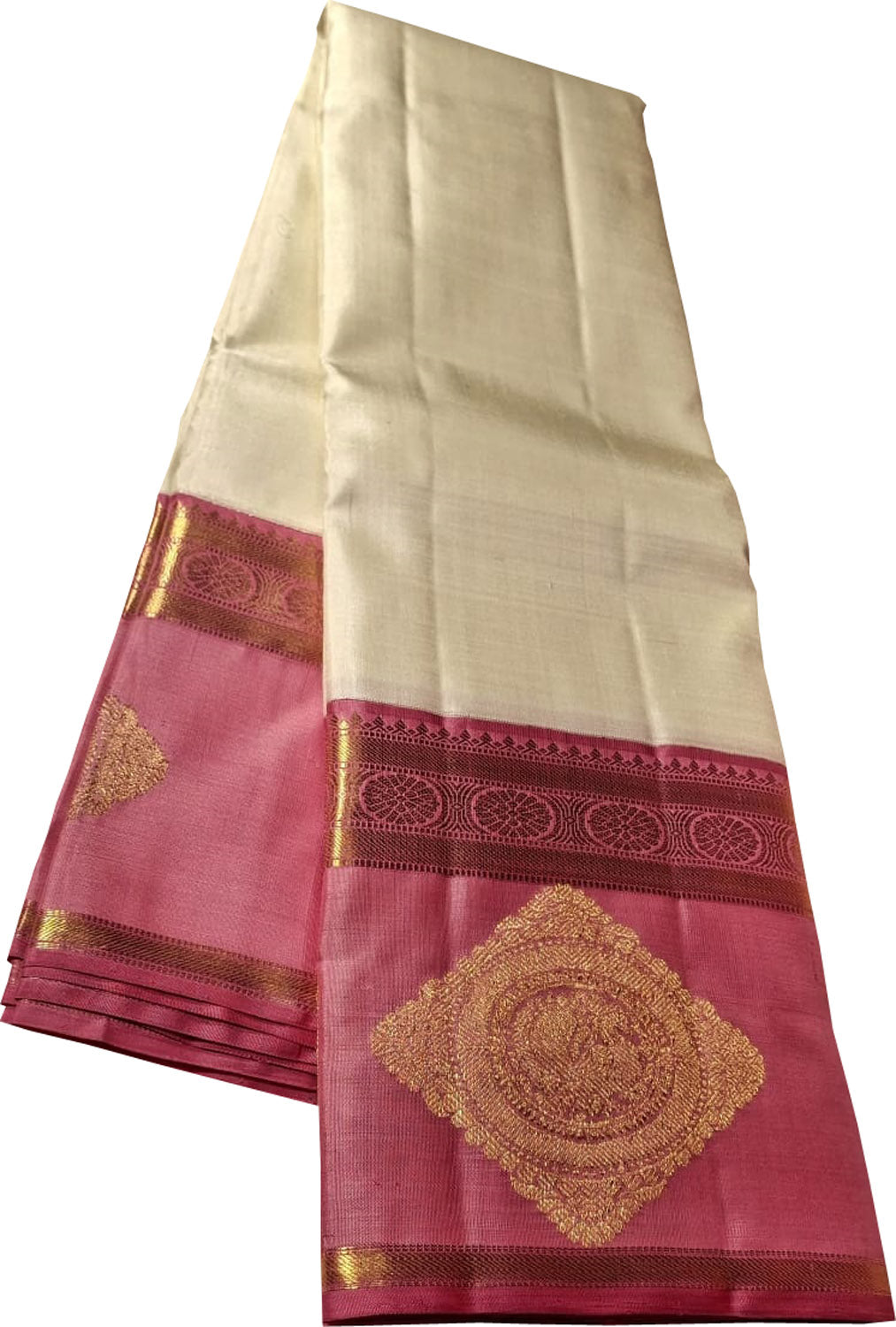Pastel & Pink Kanjeevaram Pure Silk Saree - Handloom Beauty - Luxurion World