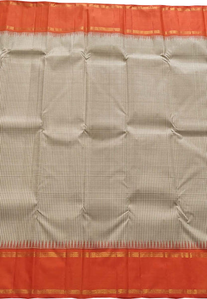 Pastel & Orange Kanjeevaram Pure Silk Saree - Luxurion World