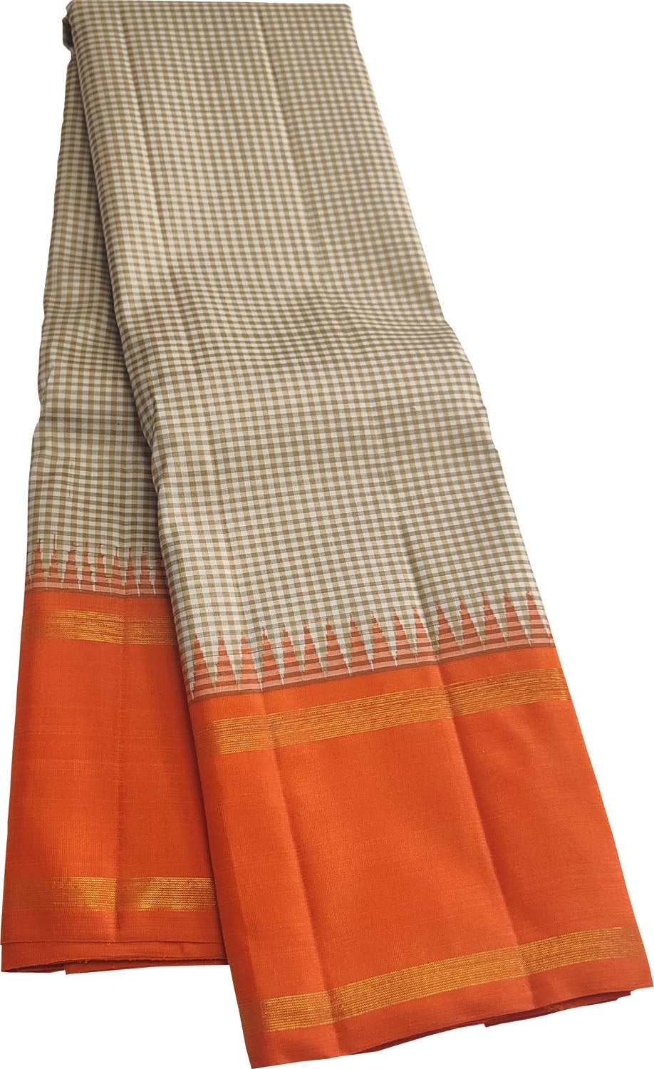 Pastel & Orange Kanjeevaram Pure Silk Saree - Luxurion World