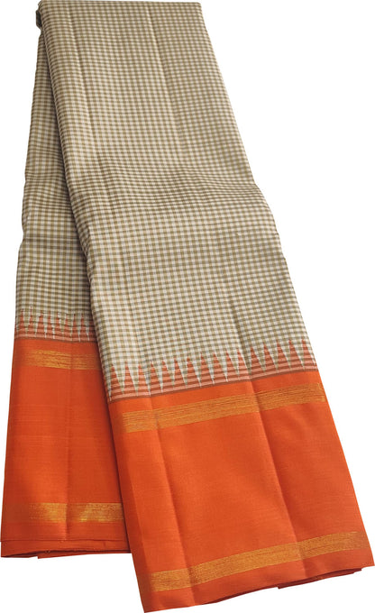 Pastel & Orange Kanjeevaram Pure Silk Saree - Luxurion World