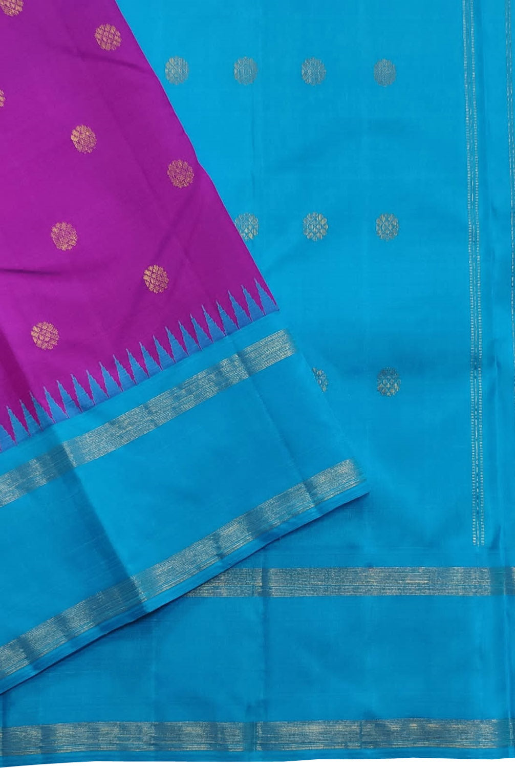 Exquisite Purple & Blue Kanjeevaram Pure Silk Saree - Luxurion World