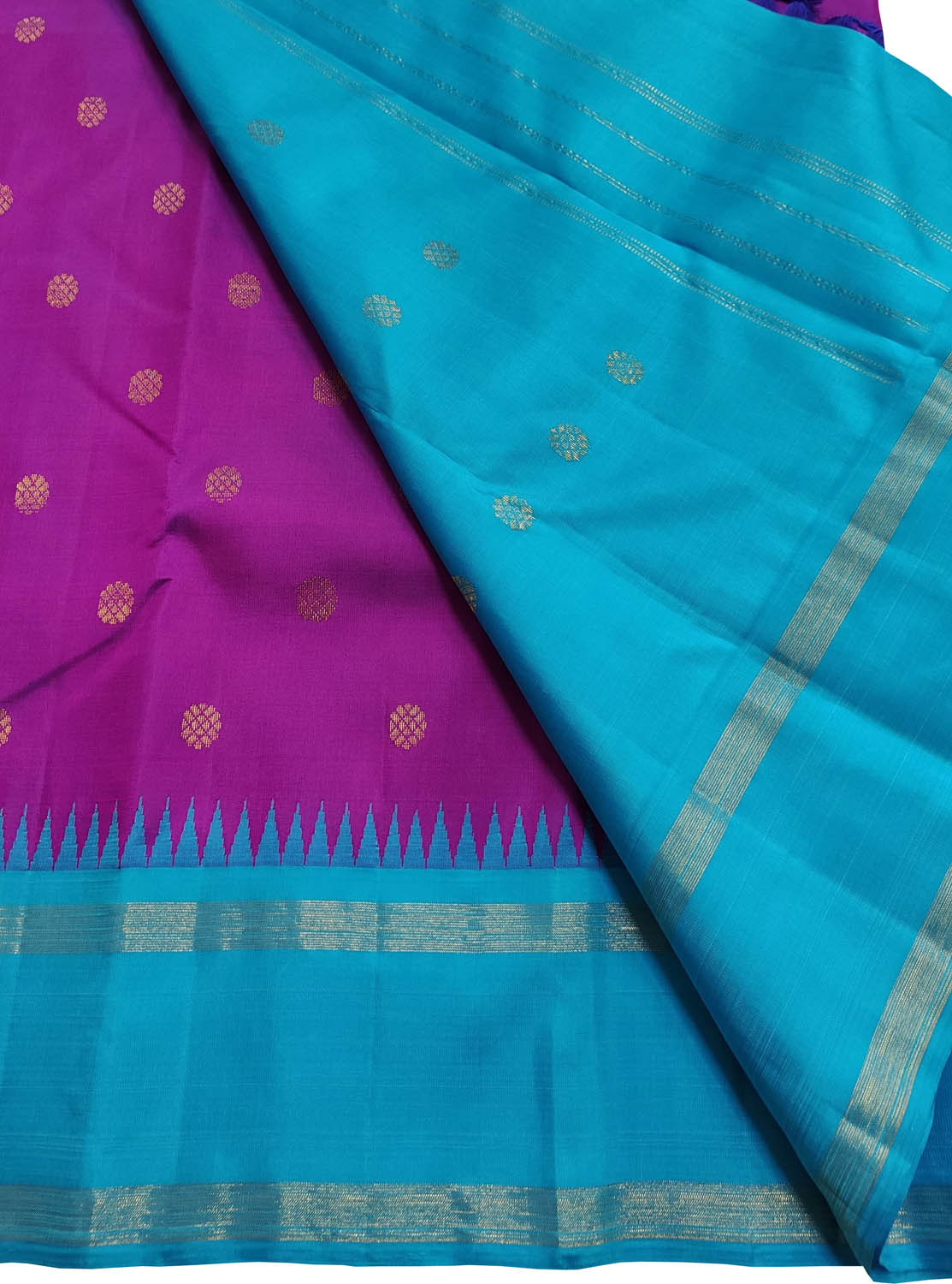 Exquisite Purple & Blue Kanjeevaram Pure Silk Saree - Luxurion World