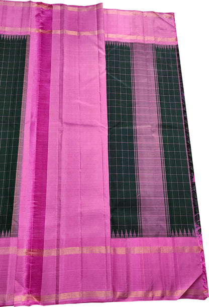 Emerald Elegance: Green Kanjeevaram Pure Silk Saree - Luxurion World
