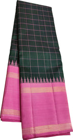 Emerald Elegance: Green Kanjeevaram Pure Silk Saree - Luxurion World