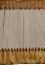 Exquisite Grey Kanjeevaram Pure Silk Saree Handloom - Luxurion World
