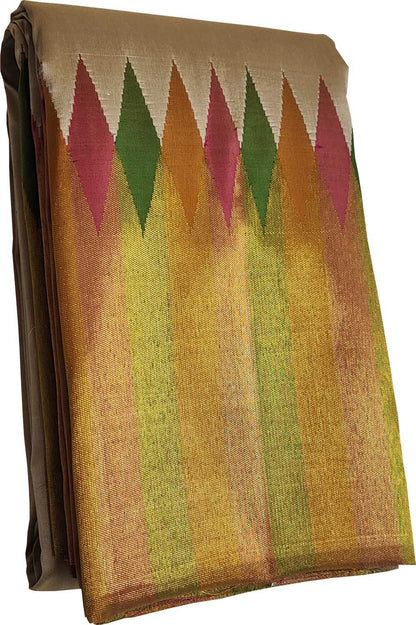 Exquisite Grey Kanjeevaram Pure Silk Saree Handloom - Luxurion World