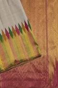Exquisite Grey Kanjeevaram Pure Silk Saree Handloom - Luxurion World