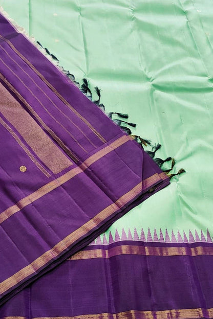 Exquisite Sea Green Pure Silk Saree - Handloom Kanjeevaram - Luxurion World
