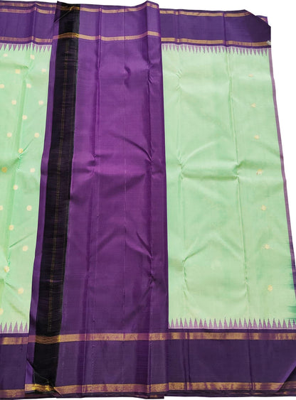 Exquisite Sea Green Pure Silk Saree - Handloom Kanjeevaram - Luxurion World