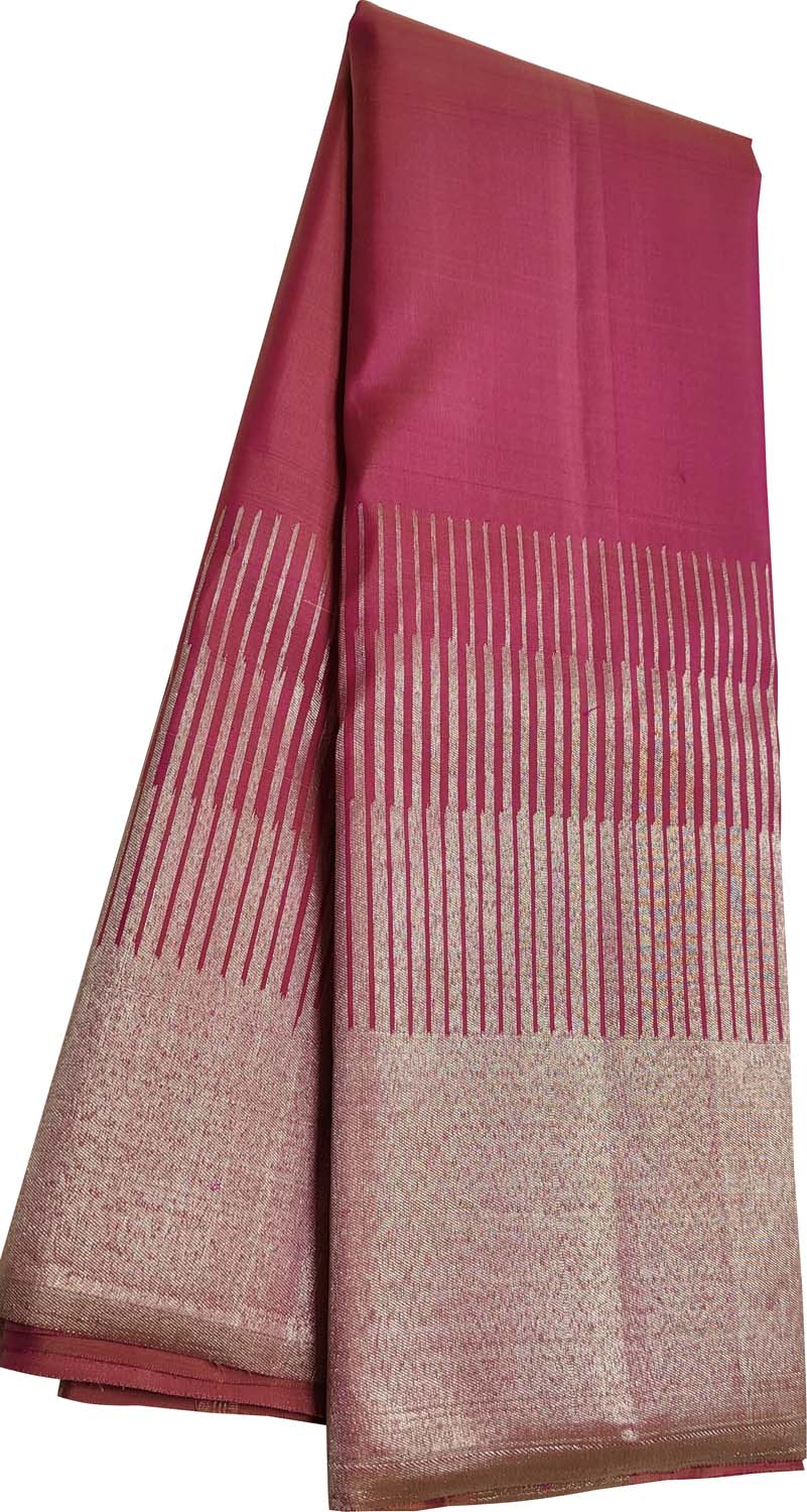 Exquisite Pink Handloom Kanjeevaram Pure Silk Saree - Luxurion World