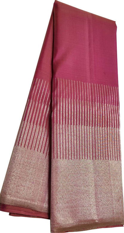 Exquisite Pink Handloom Kanjeevaram Pure Silk Saree - Luxurion World