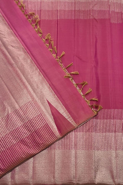 Exquisite Pink Handloom Kanjeevaram Pure Silk Saree - Luxurion World