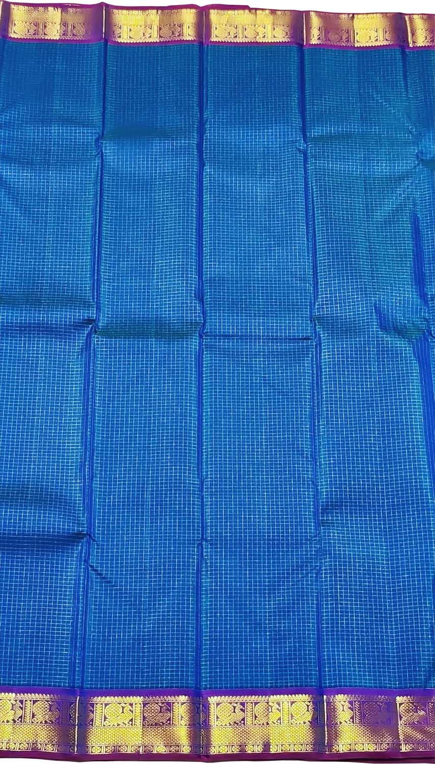 Blue Handloom Kanjeevaram Pure Silk Saree - Luxurion World