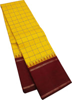 Yellow And Maroon Handloom Kanjeevaram Pure Silk Saree - Luxurion World