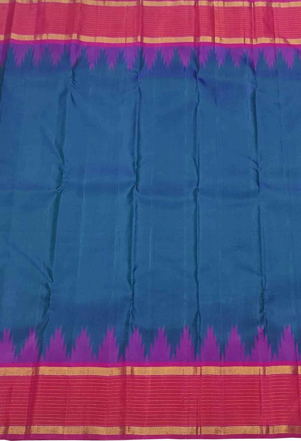 Blue And Pink Handloom Kanjeevaram Pure Silk Saree - Luxurion World