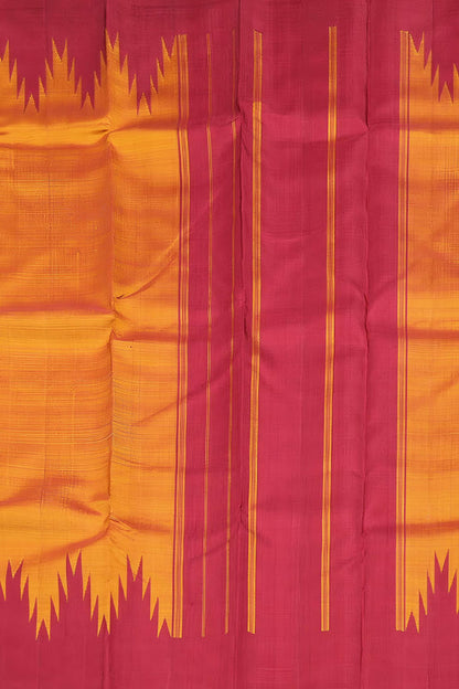 Exquisite Golden & Pink Handloom Kanjeevaram Pure Silk Saree - Luxurion World