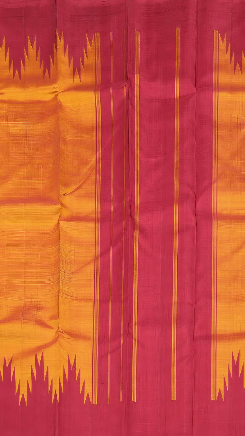 Exquisite Golden & Pink Handloom Kanjeevaram Pure Silk Saree - Luxurion World