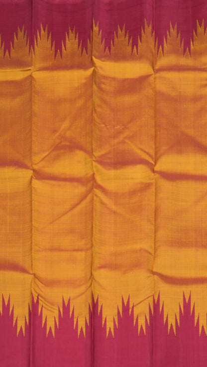 Exquisite Golden & Pink Handloom Kanjeevaram Pure Silk Saree - Luxurion World