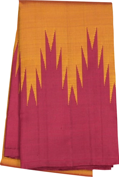 Exquisite Golden & Pink Handloom Kanjeevaram Pure Silk Saree - Luxurion World