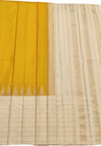 Yellow & White Handloom Kanjeevaram Pure Silk Saree - Luxurion World