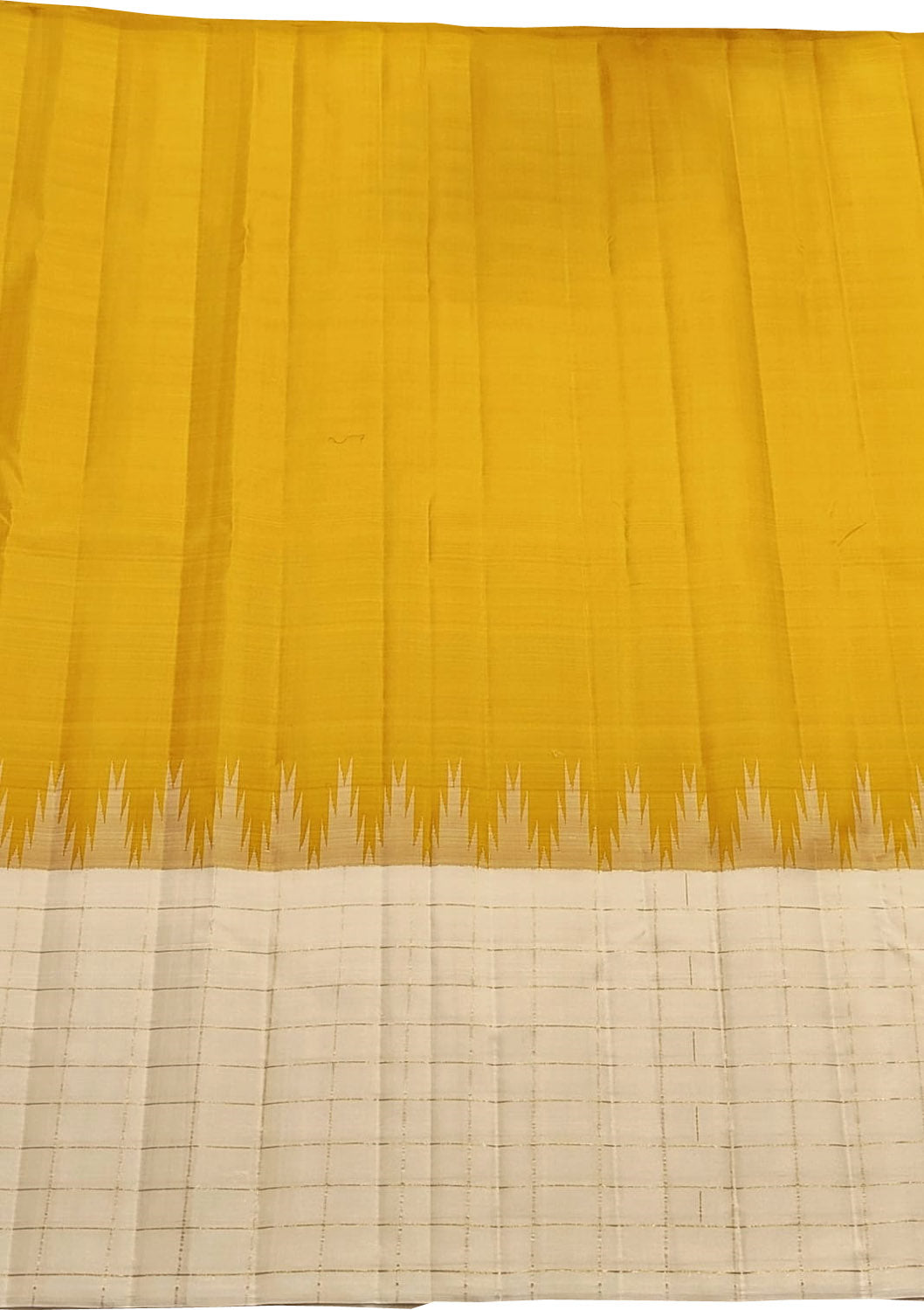 Yellow & White Handloom Kanjeevaram Pure Silk Saree - Luxurion World