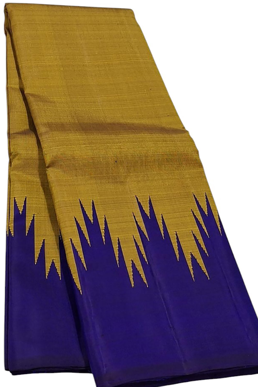 Exquisite Golden And Blue Handloom Kanjeevaram Pure Silk Saree - Luxurion World