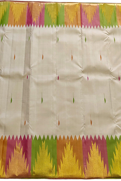 Pastel And Pink Handloom Kanjeevaram Pure Silk Saree - Luxurion World