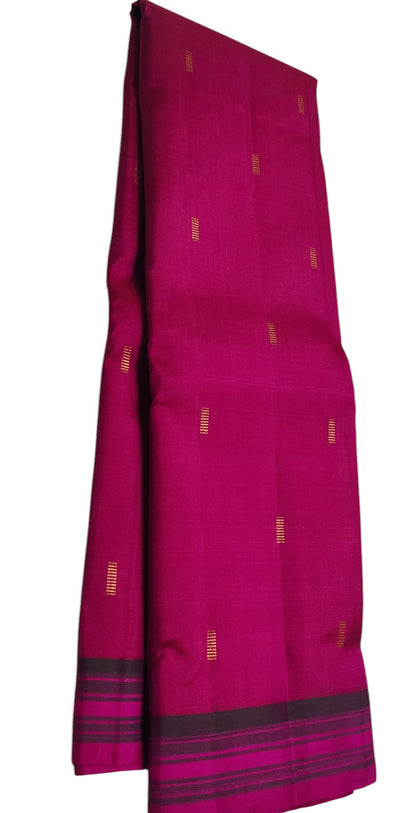 Stunning Pink And Green Handloom Kanjeevaram Pure Silk Saree - Luxurion World