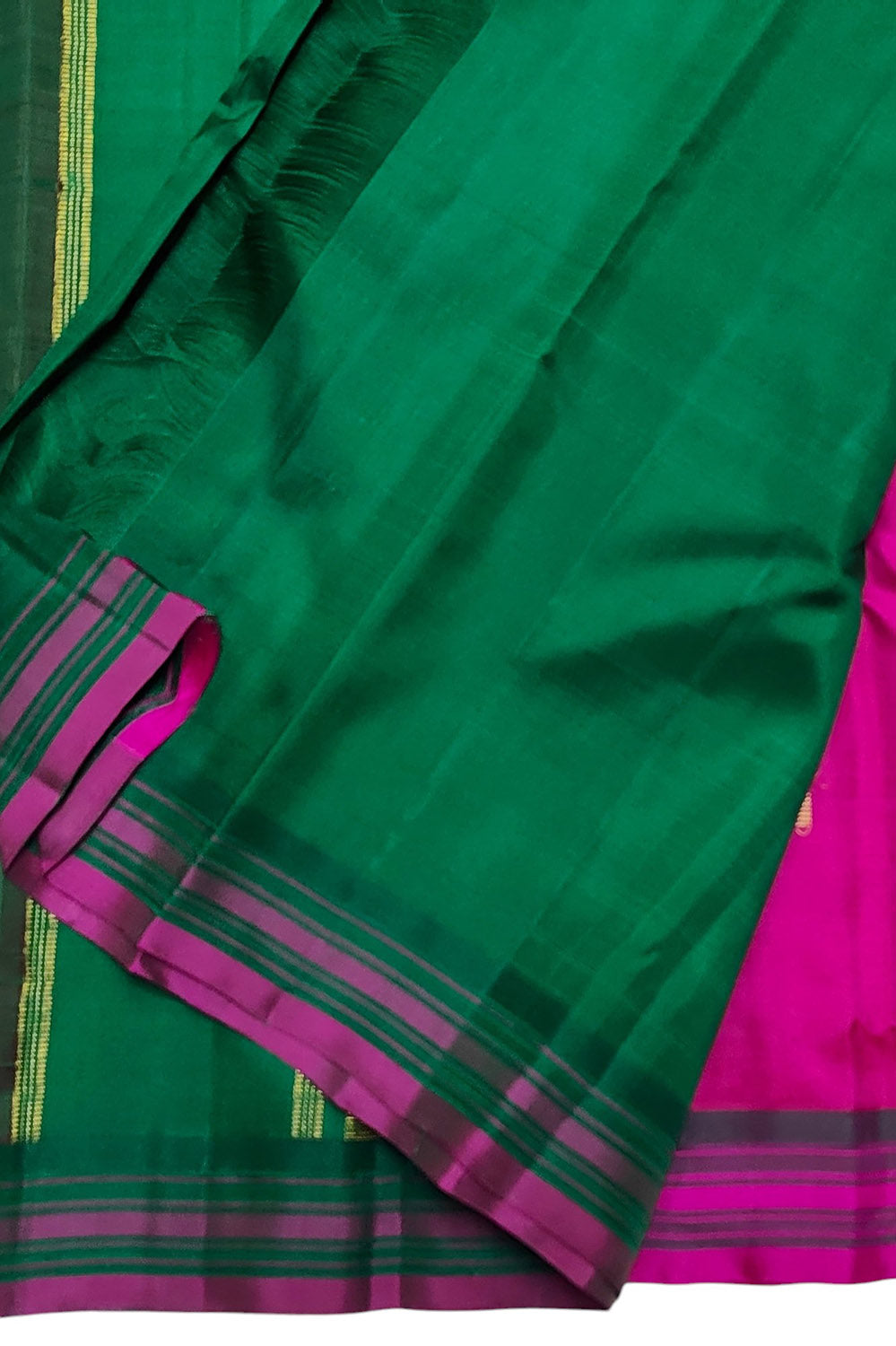 Stunning Pink And Green Handloom Kanjeevaram Pure Silk Saree - Luxurion World