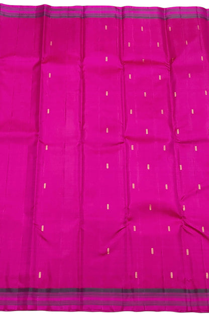 Stunning Pink And Green Handloom Kanjeevaram Pure Silk Saree - Luxurion World