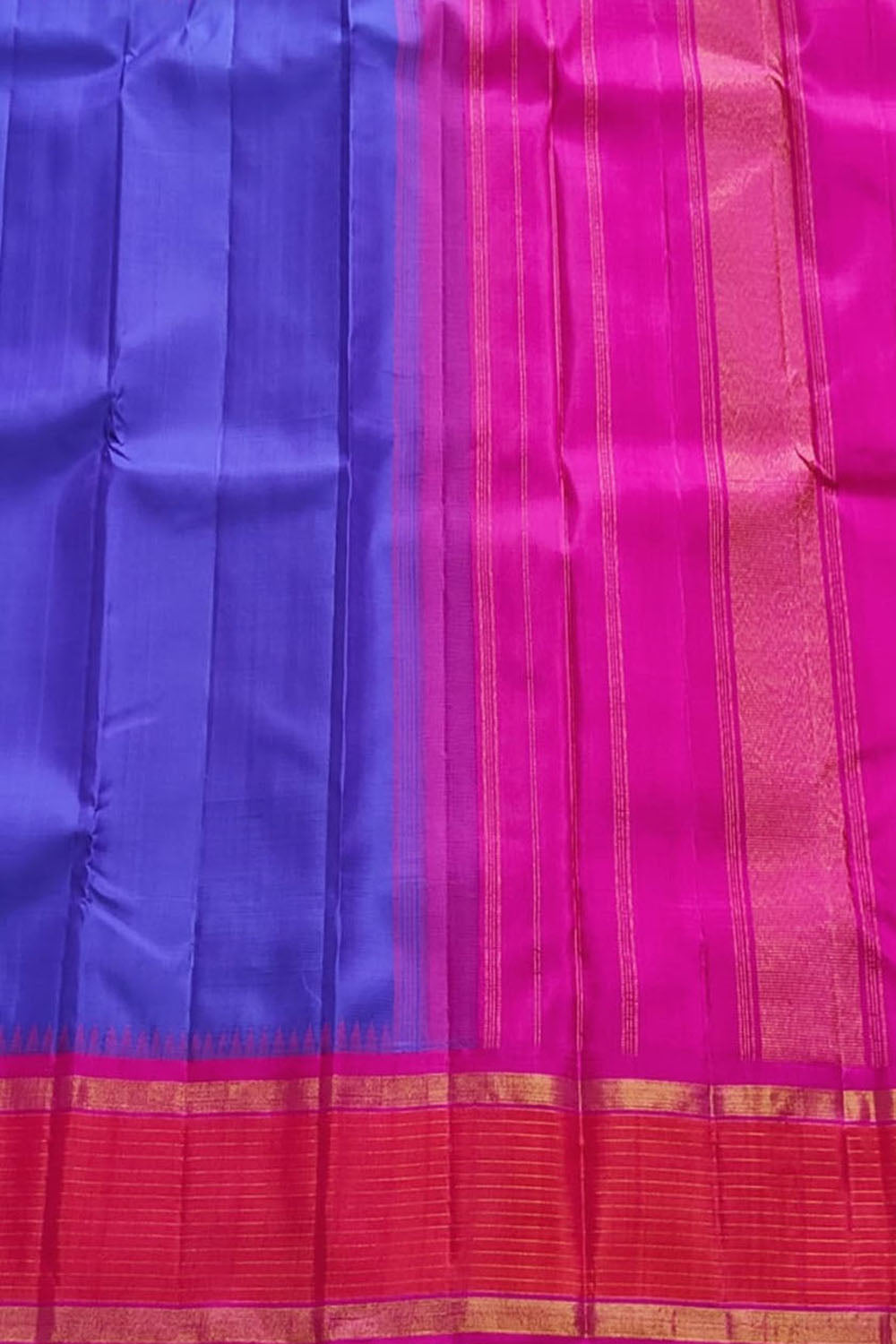 Stunning Purple And Pink Handloom Kanjeevaram Pure Silk Saree - Luxurion World