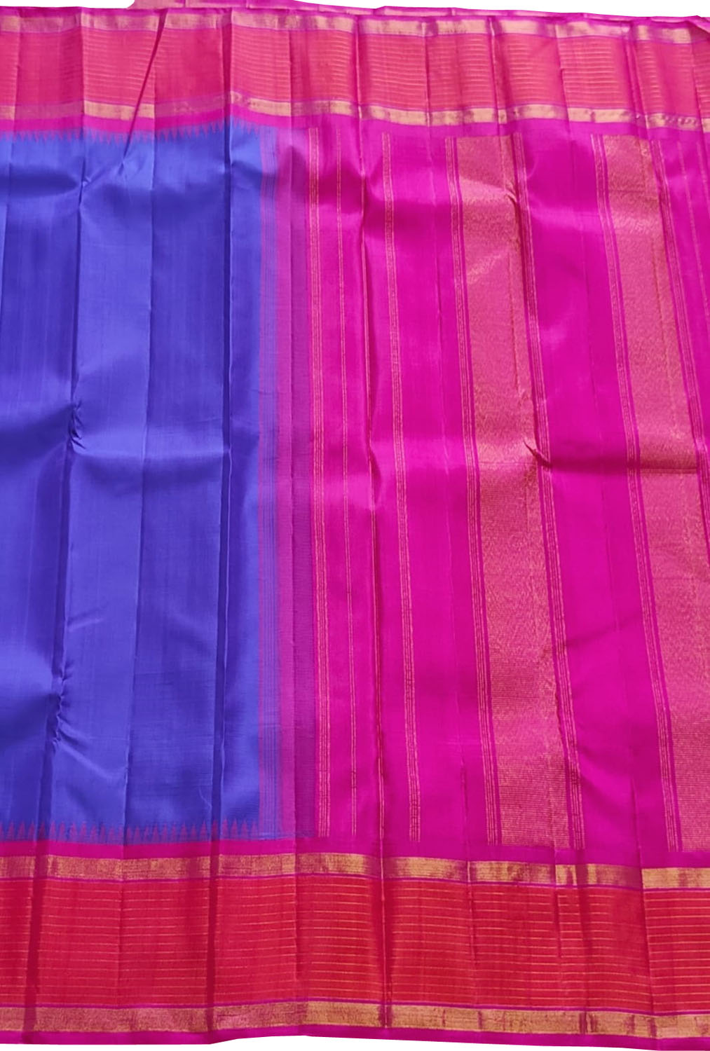 Stunning Purple And Pink Handloom Kanjeevaram Pure Silk Saree - Luxurion World