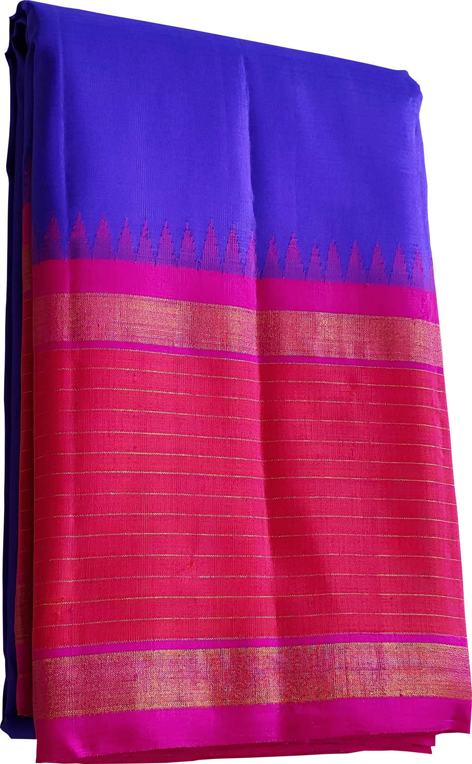 Stunning Purple And Pink Handloom Kanjeevaram Pure Silk Saree - Luxurion World
