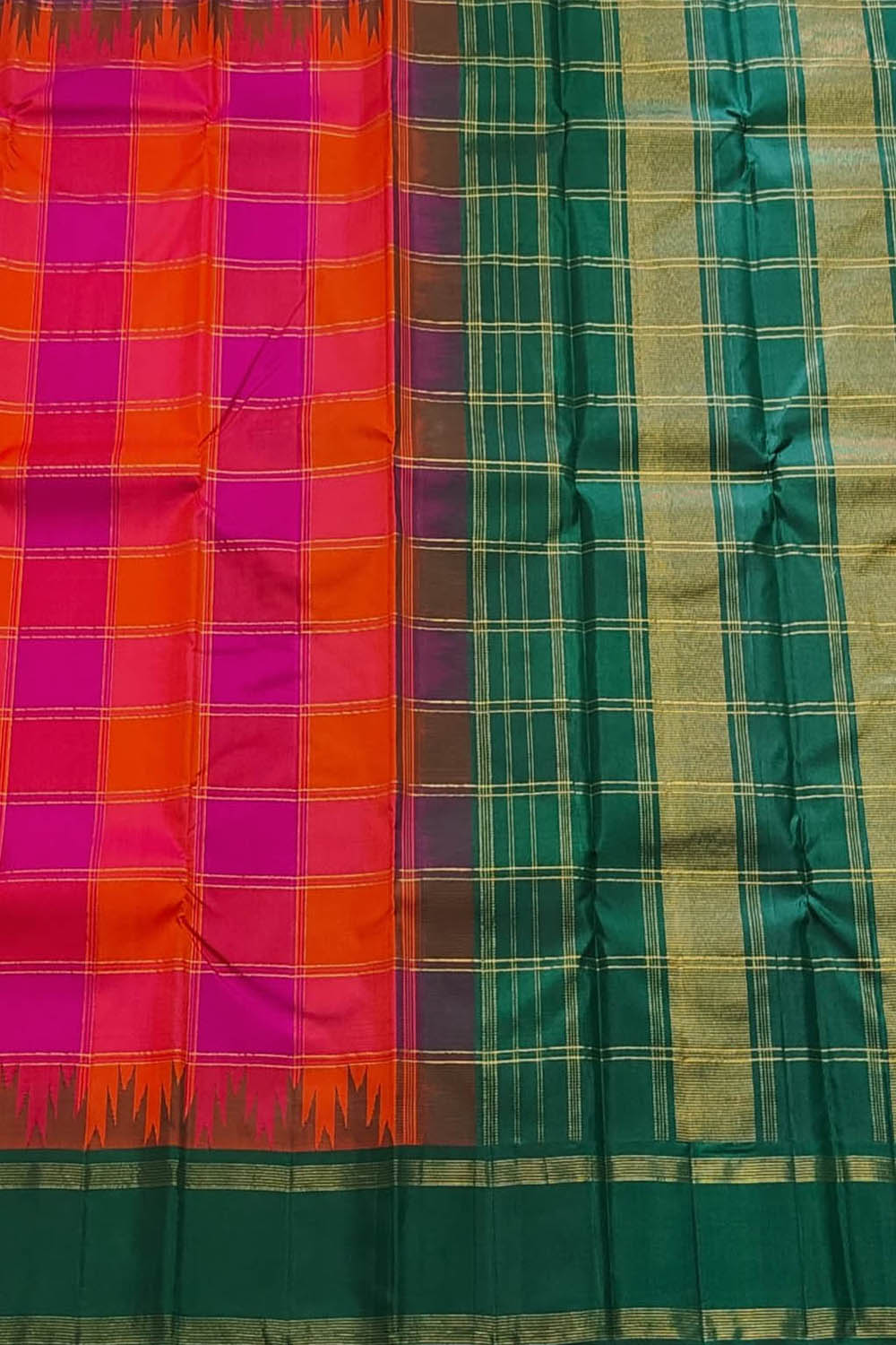 Multicolor Handloom Kanjeevaram Pure Silk Saree - Luxurion World