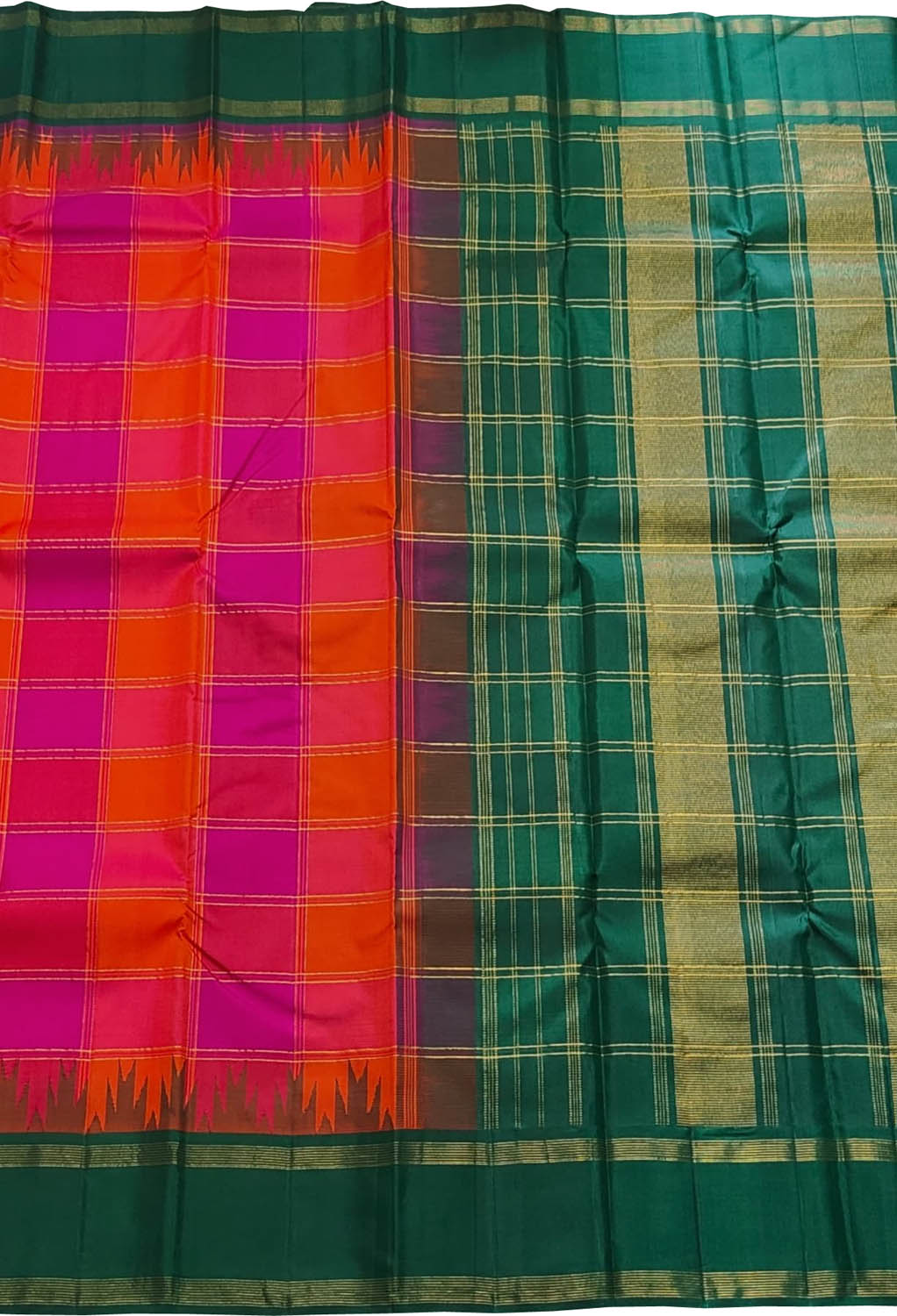 Multicolor Handloom Kanjeevaram Pure Silk Saree - Luxurion World