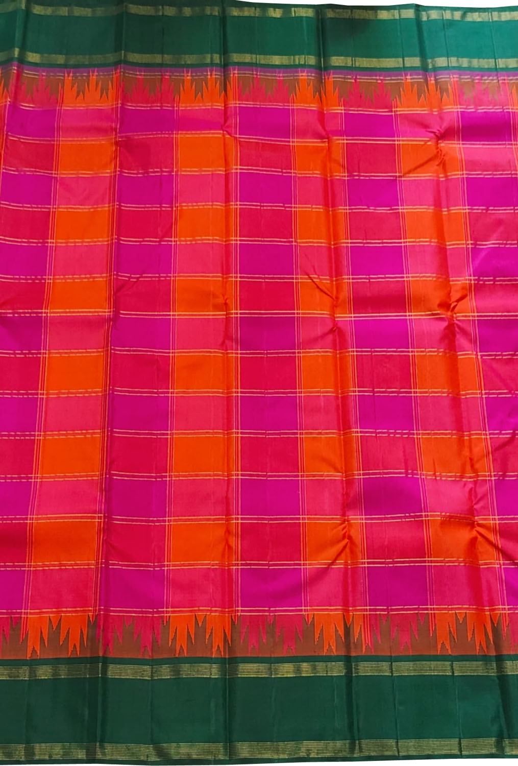 Multicolor Handloom Kanjeevaram Pure Silk Saree - Luxurion World
