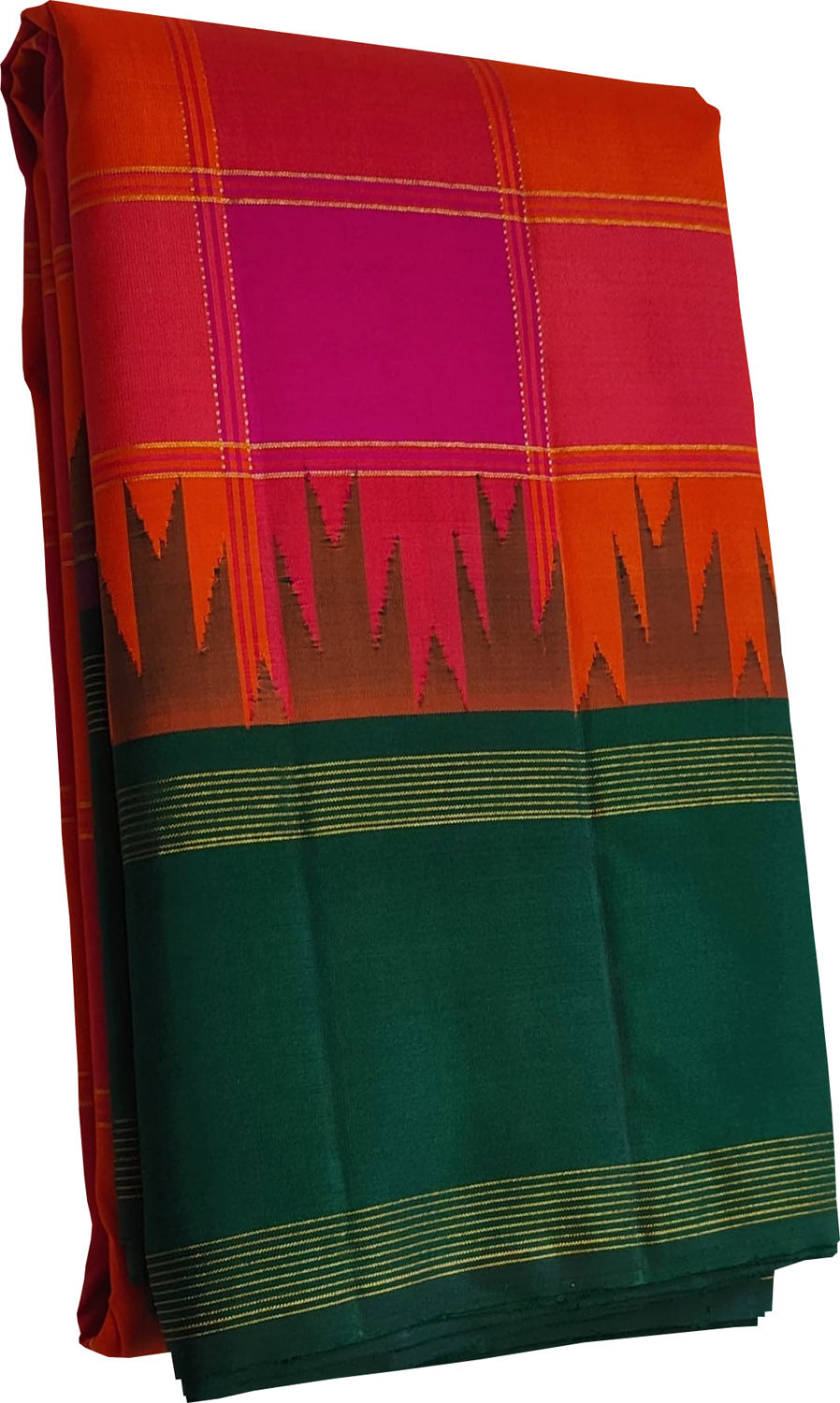 Multicolor Handloom Kanjeevaram Pure Silk Saree - Luxurion World